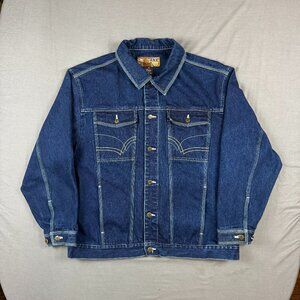 Vintage Tank Jeans Trucker Denim Jacket Mens XXL/2XL Blue Streetwear Hip Hop 90s